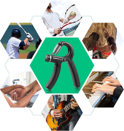 Grip Strength Trainer, Hand Grip Strengthener, Grip Strengthener, Adjustable Resistance, Forearm Strengthener, Perfect for Musicians Athletes