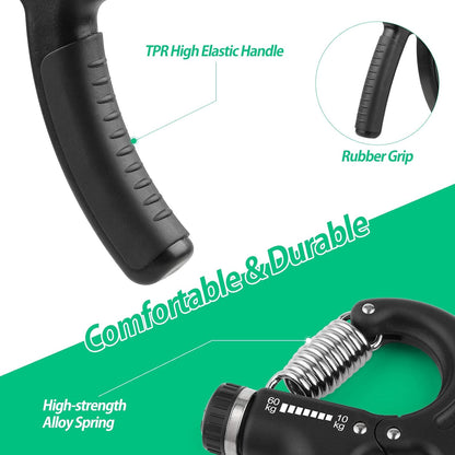 Grip Strength Trainer, Hand Grip Strengthener, Grip Strengthener, Adjustable Resistance, Forearm Strengthener, Perfect for Musicians Athletes